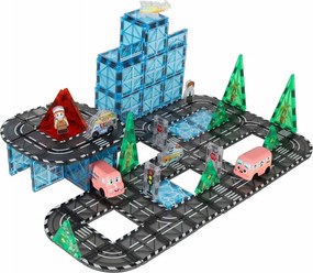 KIK Magnetické stavebnicové kocky 3D – mesto a autá, 91 dielov