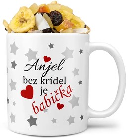 Hrnček Anjel bez krídel je babička (Náplň hrnčeka: Tropická zmes)