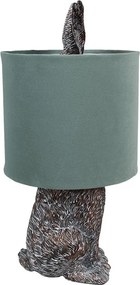 Šedá stolná lampa králik so zeleným tienidlom Rabbi - Ø 20*43 cm