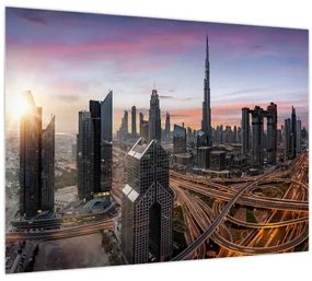 Sklenený obraz - Panorama Dubaja (70x50 cm)