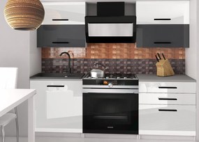 Kuchynská linka Belini 120 cm biely lesk / šedý lesk s pracovnou doskou Eleganta2  INF ELEGANTA2/2/WT/WSW/0/B1