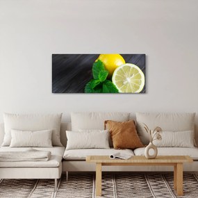 Obraz citrónov a mäty na stole (120x50 cm)