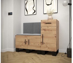 Predsieňová zostava Amanda 18 (dub artisan + tmavosivá). Vlastná spoľahlivá doprava až k Vám domov. 1086013
