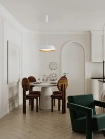 LED stmievateľný bielo-drevený moderný luster Sigi