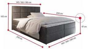 Čalúnená posteľ boxspring LENY - cosmic 800 / 180x200 / áno