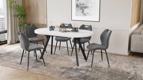 Mazzoni EXPANSO Biely mat / čierne nohy - OVÁLNY ROZKLADACÍ STÔL 160-360 cm PRE 16-18 OSÔB