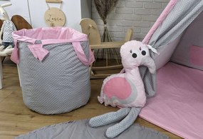 Detský stan TEEPEE (TÝPIE) ANIMALS s doplnkami - PLAMENÁK A KAMARÁDI - šedý/ružový