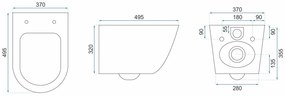 Rea Carlo Mini, závesná WC misa 495x370x355mm + toaletné sedadlo, Ecru, REA-C5500