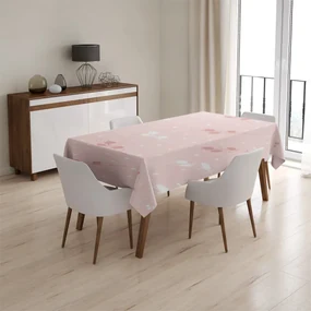 Sablio Obrus Biele a ružové kvety - 90x90 cm