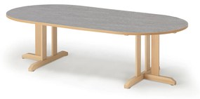 Stôl KUPOL, oválny, 2000x500 mm, linoleum - šedá, breza