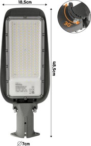 ECOLIGHT LED pouličná lampa 100W IP65 neutrálna biela