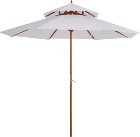 Outsunny Drevený Slnečník s Dvojitou Strechou - Záhradný Umbrella na Balkón | Aosom