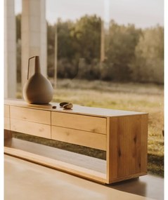 TV stolík v dekore duba v prírodnej farbe 200x51 cm Alguema – Kave Home