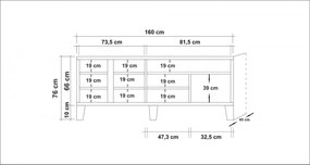 TV stolík Marina Mila 160 cm borovica atlantická