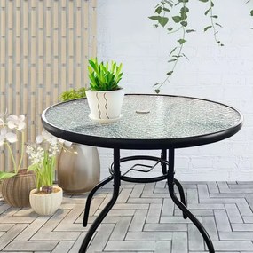 TRENDIE Záhradný stolík so sklom 80 cm okrúhly