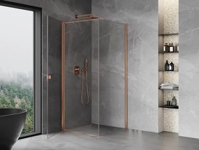 Mexen Mist-B, 1-krídlový výklopný sprchový kút 95 x 95 cm, číre sklo, medený matný profil, 8A2T-095-095-65-00
