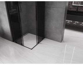 Mexen Velar Duo, sprchový kút s posuvnými dverami 90 x 90 cm, 8mm šedé sklo, čierna matná, 871-090-090-42-70