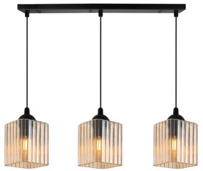 Závesné svietidlo Riffle Square, 3x medové sklenené tienidlo, b