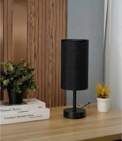 Brilagi - Stolná lampa s USB portom TABLON 1xE27/25W/230V čierna