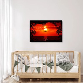 Obraz - západ slnka s lietadlom (90x60 cm)