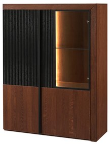 Vitrína Paris II 15 106 cm z masívu s LED osvetlením dub antický/čierna