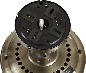 Mosadzný stropný ventilátor s drevenou potlačou a ratanom 108 cm s ťahovým spínačom - Mistral Lia