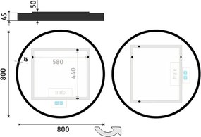 Nimco ČIERNE LED zrkadlo pr. 800 s dvoma dotykovými senzormi - ZPC 31002RVX-90
