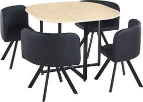 Jedálenský set 1+4, dub/čierna, BEVIS NEW