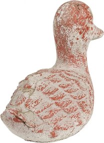 Tehlovo-sivá antik cementová dekorácia kačička Brocante - 15*8*12 cm