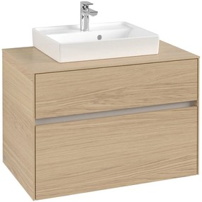 VILLEROY &amp; BOCH Collaro závesná skrinka pod umývadlo na dosku (umývadlo v strede), 2 zásuvky, 800 x 500 x 548 mm, Nordic Oak, C06900VJ