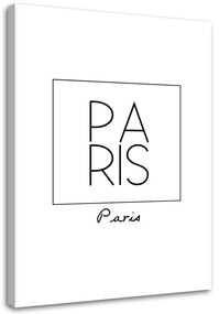 Obraz na plátně s černobílým nápisem Paris - 60x90 cm