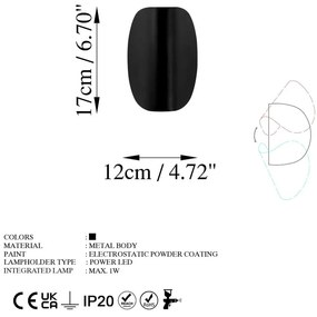 Čierne LED nástenné svietidlo Heybe – Opviq lights