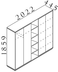 Vysoká šatníková skriňa Creator 202,2 x 44,5 x 185,9 cm, biela / antracit
