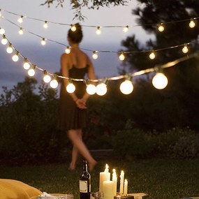 BERGE Solárna lampa 5m + 20 žiaroviek Garden Solar IP44 Vonkajšie