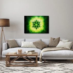 Obraz - Kvetinová mandala v zelenom pozadí (70x50 cm)