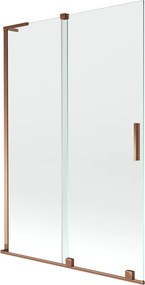 Mexen Velar L, 2-krídlová posuvná vaňová zástena 120 x 150 cm, 8mm číre sklo, ružové zlato, 896-120-003-01-60