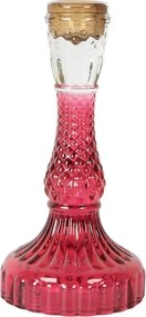 Ružový sklenený svietnik na úzku sviečku Colorful Garden - Ø 9*17 cm