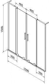 Mexen Velar L Duo, 2-krídlová posuvná vaňová zástena 150 x 150 cm, 8mm šedé sklo, medená matná, 896-150-003-42-65