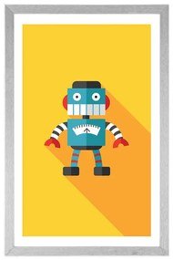 Plagát s paspartou veselý robot - 30x45 black