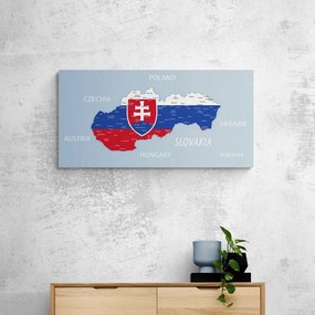 Obraz mapa Slovenska so štátnym znakom a okolitými štátmi - 120x60