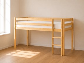 Detská vyvýšená posteľ z masívu - prírodné drevo