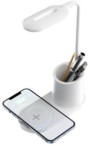 LED Stolná lampa LED/3W/5V s bezdrôtovým nabíjaním biela