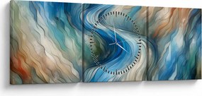 Obraz - Abstraktný prúd (s hodinami) (90x30 cm)