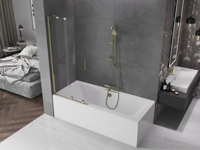 Mexen Velar, 2-krídlová posuvná vaňová zástena 80 x 150 cm, 8mm číre sklo, zlatý lesklý profil, 896-080-000-01-50