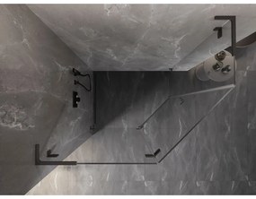 Mexen Lunar, L päťuholníkový sprchový kút naklápací doľava 100 x 90 cm, 8mm číre sklo, grafitový profil, 831L-100L-090P-95-00-L