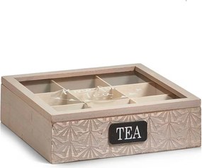 Zeller Present Drevená krabička na čaj - TIME FOR TEA, 9 priehradiek