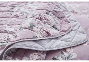 Ružovo-sivý prešívaný pléd cez posteľ Catherine Lansfield Canterbury, 220 x 230 cm