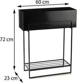 KOVOVÝ KVETINÁČ SO STOJANOM RECT 72X23X60 CM ČIERNA