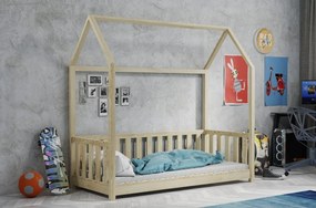Detská domčeková Montessori posteľ z masívu borovice PAVEL - 200x90 cm - PRÍRODNÁ BOROVICA