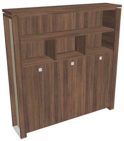 Vysoká šatníková skriňa Verno+ S 200 x 46 x 210 cm, s regálom, orech / vanilka